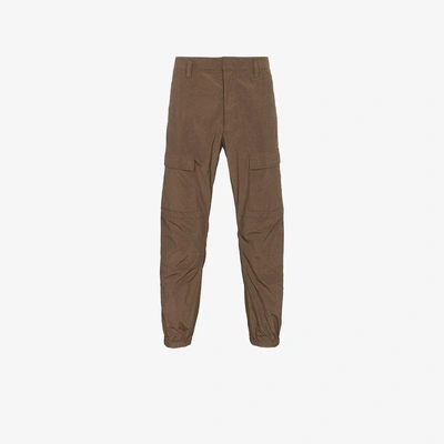 Shop Prada Cropped Cargo Trousers In Brown