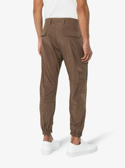 Shop Prada Cropped Cargo Trousers In Brown