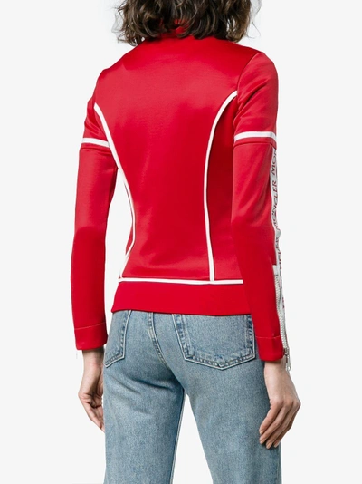 Shop Moncler Panelled Fitted Logo Jacket In Red