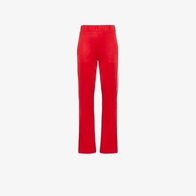 Shop Moncler Side Stripe Track Pants In Red