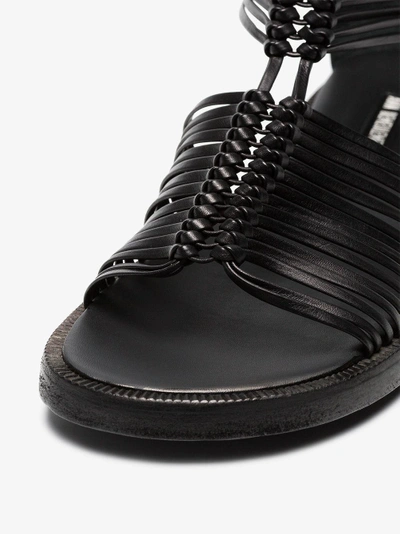 Shop Ann Demeulemeester Black 20 Multi Strap Leather Sandals
