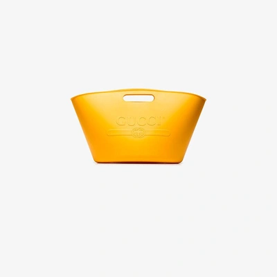 Shop Gucci Yellow Logo Rubber Tote In Orange