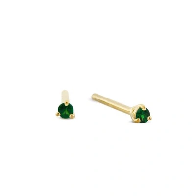 Shop Monarc Jewellery Signature Tsavorite Stud Gold Vermeil In Green