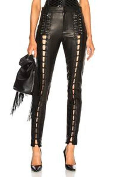 Shop Mugler Leather Lace Up Leggings In Black