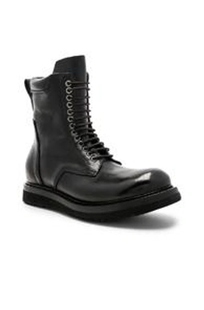 Shop Rick Owens Leather Low Army Boots In Black
