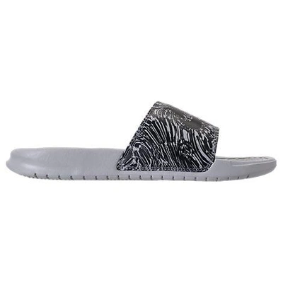 Shop Nike Men's Benassi Jdi Print Slide Sandals, Grey