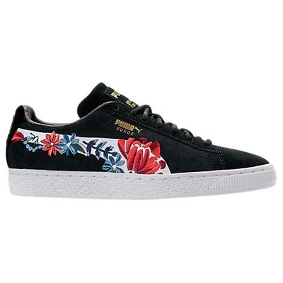 Puma Women's Suede Classic Embroidered Casual Shoes, Black | ModeSens