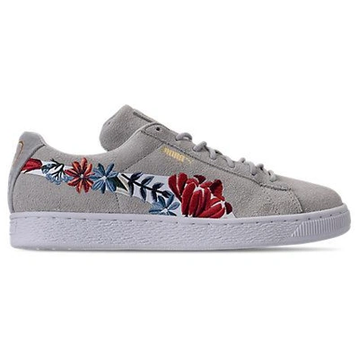 Shop Puma Women's Suede Classic Embroidered Casual Shoes, Grey