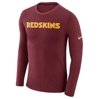 Shop Nike Men's Washington Redskins Nfl Long-sleeve Marled T-shirt, Red