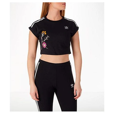 Adidas Originals Women's Originals Graphic Floral Cropped T-shirt, Black |  ModeSens