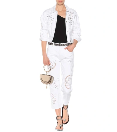 Shop Isabel Marant Rena Lace-trimmed Denim Jacket In White