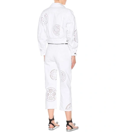 Shop Isabel Marant Rena Lace-trimmed Denim Jacket In White