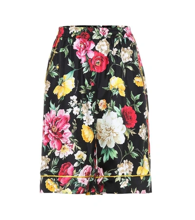 Shop Dolce & Gabbana Floral-printed Silk Shorts In Multicoloured