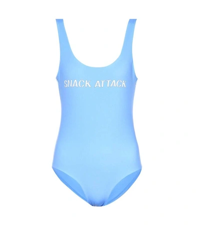 Shop Ganni Snack Attack Swimsuit In Blue