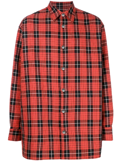 Shop Raf Simons Oversized Tartan Shirt