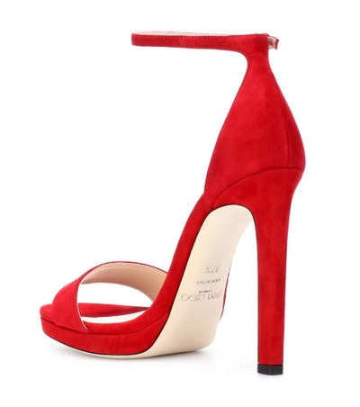 Shop Jimmy Choo Misty 120 Suede Sandals In Red