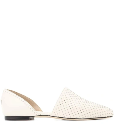 Shop Jimmy Choo Globe Leather Ballerinas In White