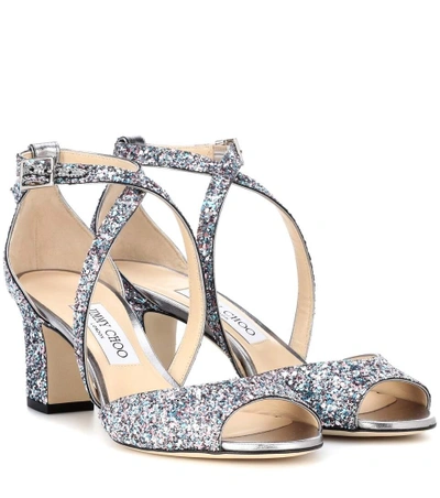 Shop Jimmy Choo Carrie 65 Glitter Sandals In Multicoloured