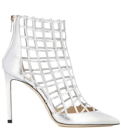 Shop Jimmy Choo Sheldon 100 Leather Ankle Boots In Silver