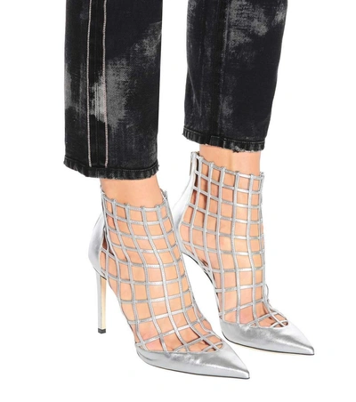 Shop Jimmy Choo Sheldon 100 Leather Ankle Boots In Silver