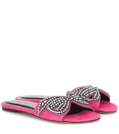 Shop Isabel Marant Jelson Embellished Suede Sandals In Pink