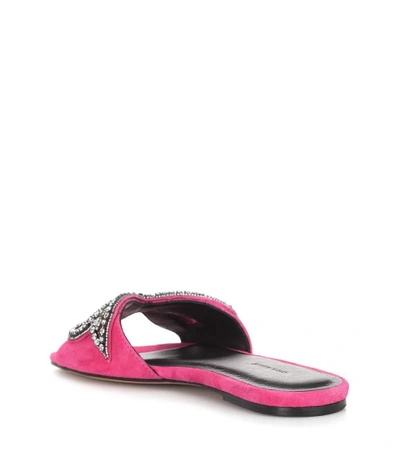Shop Isabel Marant Jelson Embellished Suede Sandals In Pink