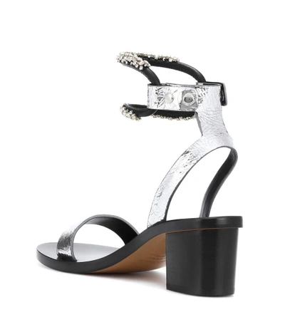 Shop Isabel Marant Jelipa Embellished Leather Sandals In Silver