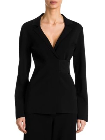 Shop Stella Mccartney Belted Wrap Jacket In Black