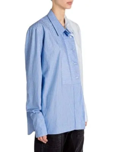 Shop Stella Mccartney Cotton Stripe Zip Shirt In Sky Blue