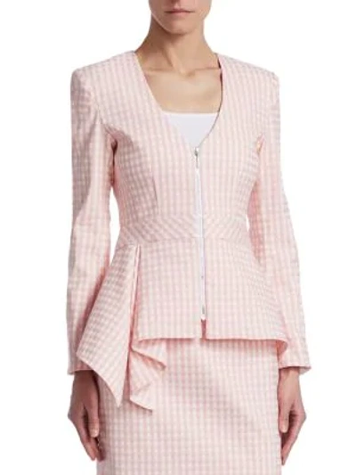 Shop Nanette Lepore Grand Hotel Peplum Jacket In Pink White