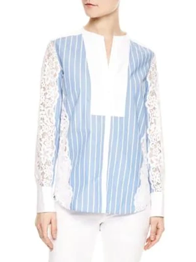 Shop Sandro Deve Lace Shirting Top In Sky Blue