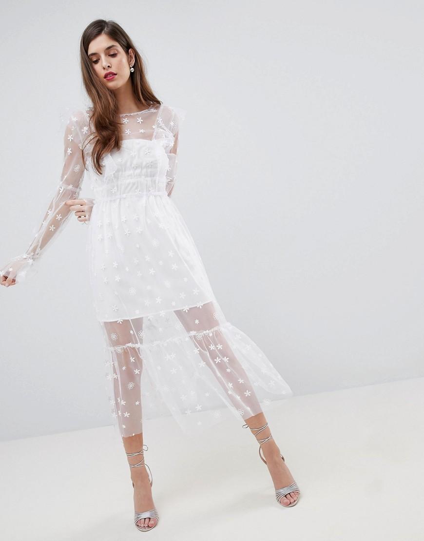white midi tulle dress