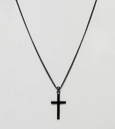 Shop Serge Denimes Gunmetal Cross Necklace In Sterling Silver Exclusive To Asos - Silver
