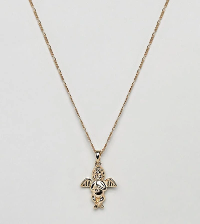 Shop Serge Denimes Cherub Necklace In 14k Gold Plated Solid Silver - Gold