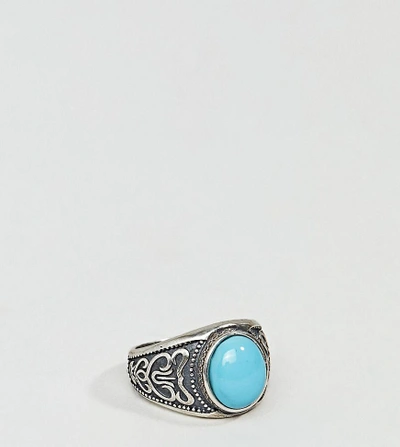 Shop Serge Denimes Turquoise Stone Ring In Solid Silver - Silver