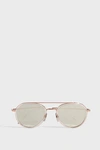 THOM BROWNE DOUBLE BAR AVIATOR SUNGLASSES,TB-801-G-RGD-CLR-51