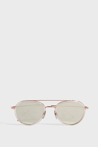 Shop Thom Browne Double Bar Aviator Sunglasses In Brown