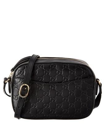 Gucci Black Ssima Leather Camera Bag In 