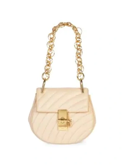 Shop Chloé Small Drew Quilted Leather Saddle Bag In Pearl Beige