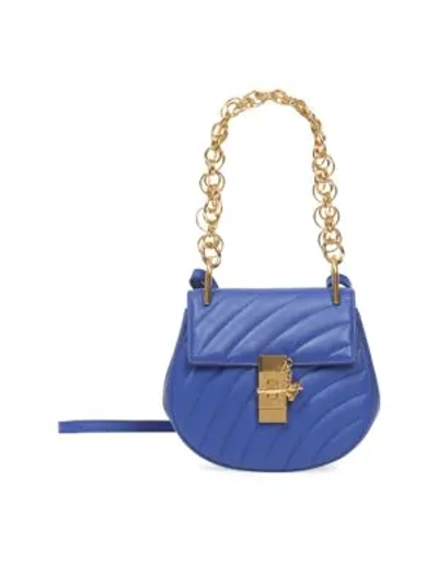 Shop Chloé Small Drew Quilted Leather Saddle Bag In Washed Blue