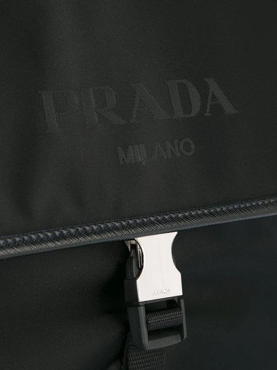 Shop Prada Logo Print Satchel - Black