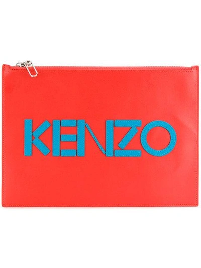 Shop Kenzo Logo Clutch Bag In Yellow