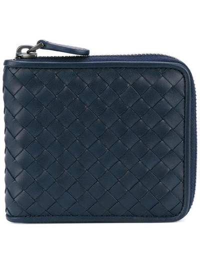 Shop Bottega Veneta Light Tourmaline Intrecciato Zip-around Wallet - Blue