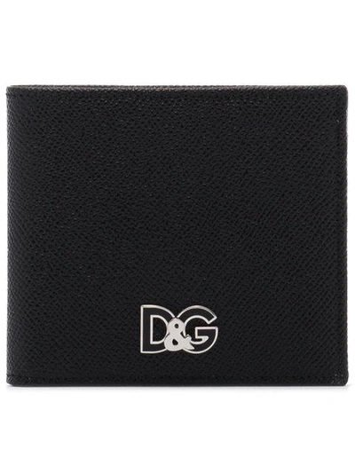 Shop Dolce & Gabbana Metal Logo Embellished Wallet In Black
