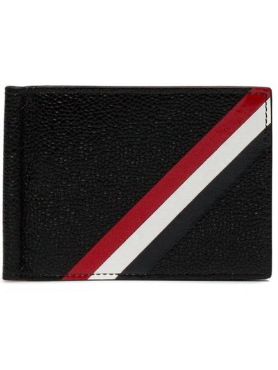 Shop Thom Browne Money Clip Leather Wallet In Black
