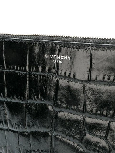 Shop Givenchy Crocodile Embossed Pouch - Black
