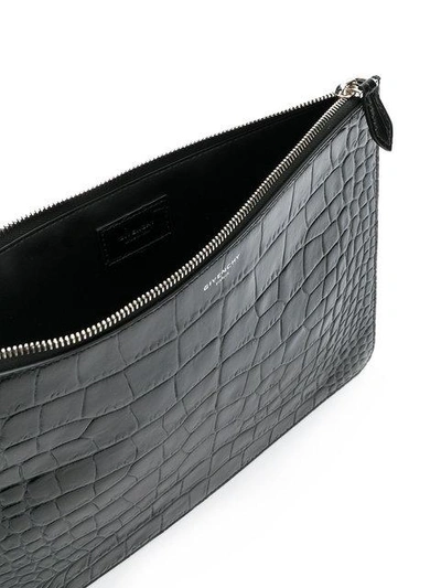 Shop Givenchy Crocodile Embossed Pouch - Black