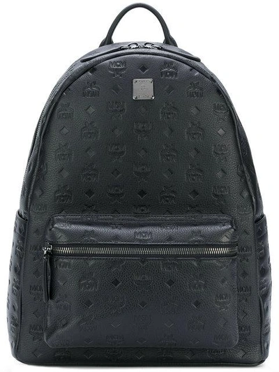 Shop Mcm Logo Print Backpack - Black