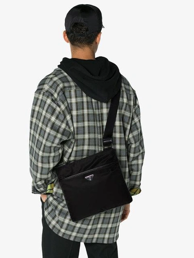 Shop Prada Zip Pocket Messenger Bag - Black