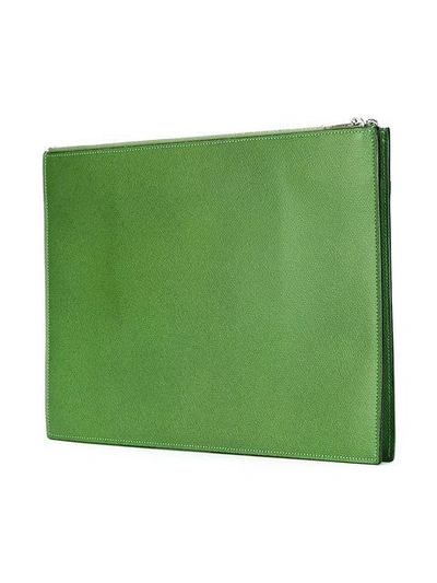 Shop Valextra Layered Clutch Bag In Green